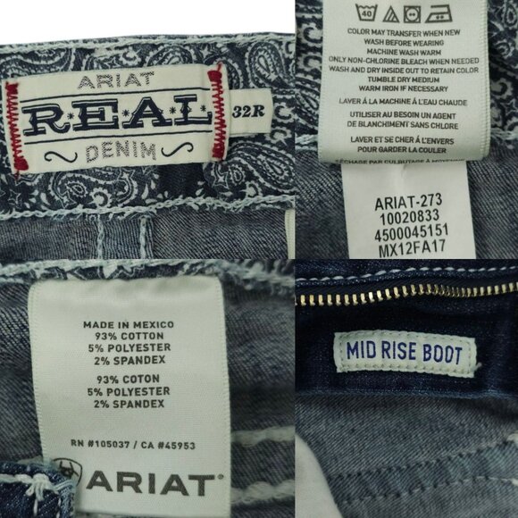 Ariat R.E.A.L. Mid Rise Boot Cut Jeans Womens 32 Thick Stitch Stretch 5 Pocket - Picture 7 of 14